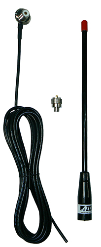 Ground independent UHF detachable whip, 450-470MHz, 4dBi, 4.7m cable, 50W – 340mm